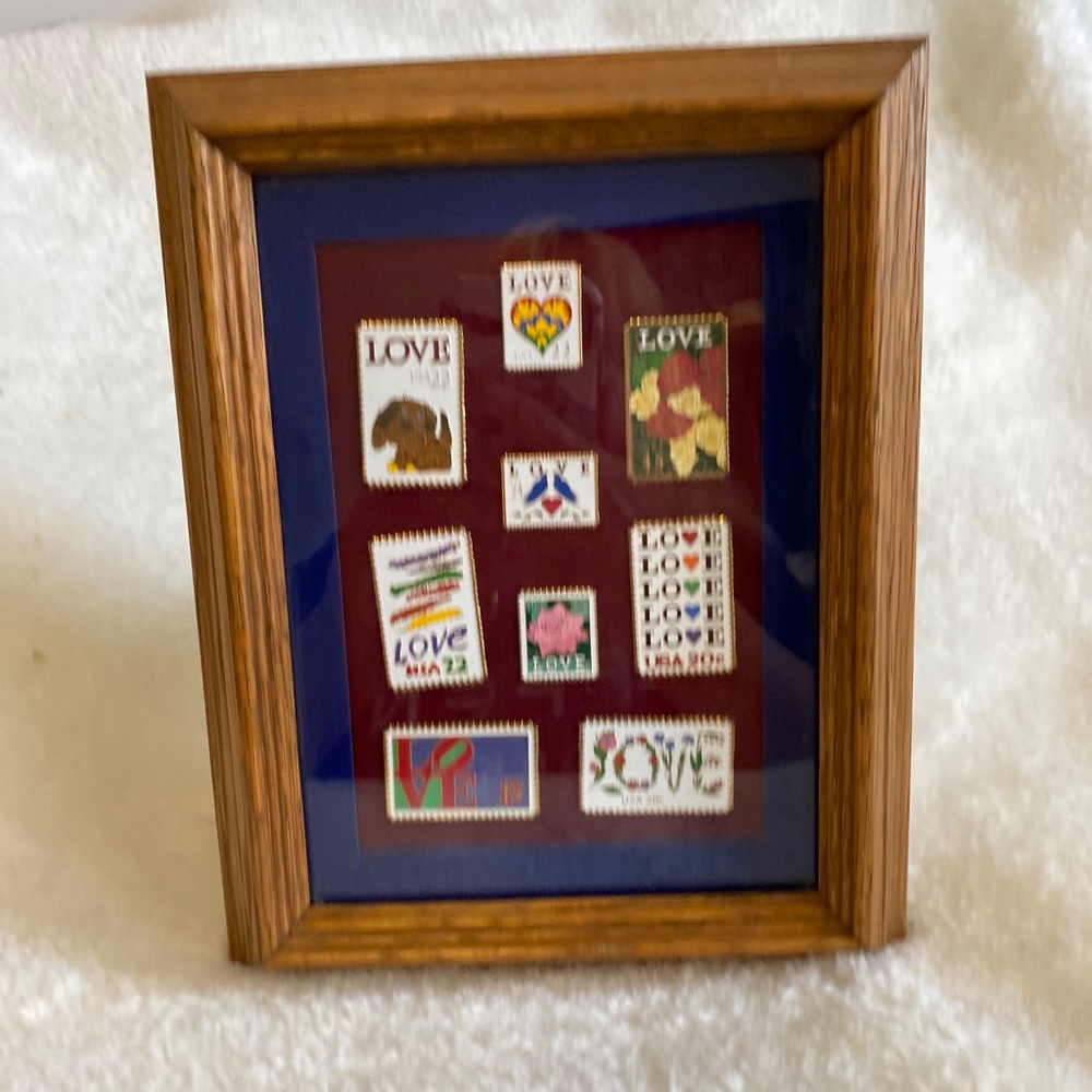 Love Stamp Pin Collection Framed